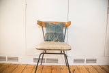 Reclaimed vintage African Indigo pillow with sun-faded blue textile and textured fringe.