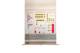 Lower panels of the mid-century democracy school chart with green text and wooden dowel.