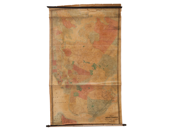Antique Kings County Brooklyn NY Wall Map // ONH Item: 3444