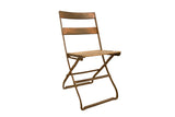 Vintage French Cafe Chair with weathered wood slats and an aged metal frame.