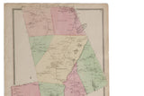 Detail of an antique 1868 map showing Boutonville and Cross Pond with pastel-colored districts.