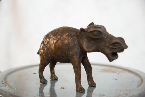 Lost Wax Casting Copper Vintage African Hippo