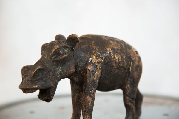 Lost Wax Casting Copper Vintage African Hippo