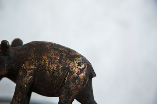 Lost Wax Casting Copper Vintage African Hippo