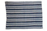 Collectible Striped Indigo African Textile Throw, hand woven with blue and cream stripes.