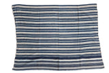Vintage hand-woven indigo African textile throw with blue and off-white stripes, 3'7