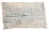 Vintage hand-woven African indigo textile with varied denim blue horizontal stripes, 3'9