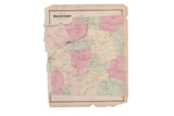 Antique 1860s Beers Bedford NY atlas map, faded pastel tones, and torn edges.