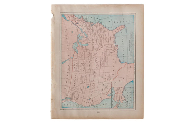 Map of USA Cram's Unrivaled Atlas of the World 1907 Edition