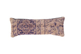 Reclaimed Rug Fragment Pillow, vintage Turkish origin, with faded purple and beige patterns.