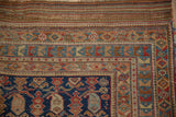 Original striped plain-weave kilim end on an antique Persian Afshar rug.