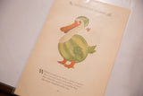 Angled view of the charming M.T. Ross gooseberry illustration on an antique lithograph page.