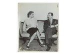 Ingrid Bergman and John Emery discussing a scene for Spellbound, vintage black and white photo.
