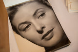 Vintage black and white portrait close-up of Ingrid Bergman's features, including her left eye.