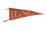 Vintage New York City felt pennant, 1930s Empire State, RCA, Statue of Liberty, dirigible.