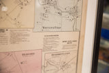 Antique Bedford Directory detail, showing 1860s business listings and Lake Marie map.