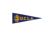 Vintage 1950s UCLA felt flag, royal blue with gold school crest and lettering.
