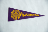 Vintage University of Washington felt pennant in purple, featuring gold school crest and text.