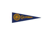 Vintage University of California felt pennant in blue and yellow with school crest.