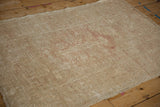 Wear across to foundation and knot heads on a distressed vintage Turkish Melas rug.