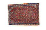 Fine vintage Persian Malayer rug with an allover Herati design in gem tones of brick red and indigo blue.