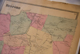 Detail of antique 1868 Bedford map, showing Katonah P.O., Whitlockville, and hand-colored sections.