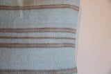 Late 20th century Turkish Kilim flatweave pillow with aqua and brown stripes.