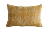 Early 20th century antique Chinese pillow from a golden-yellow hand-knotted rug fragment.