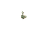 Vintage African bronze snake ring with a coiled body and aged green patina.