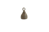 Vintage African bronze bell with a ribbed cone shape and a dark, time-worn patina.