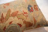 Textured antique Persian Sultanabad rug fragment with seafoam, cobalt, madder red floral vinery.