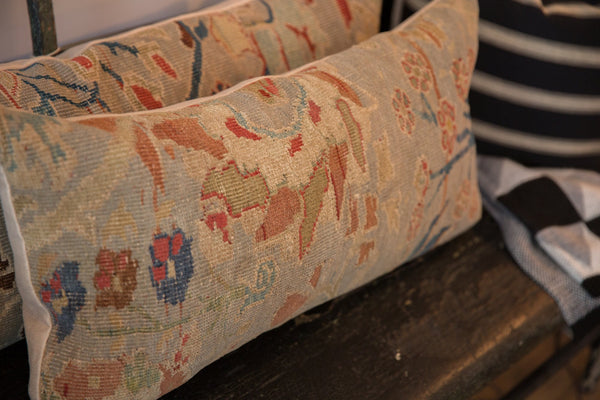 Reclaimed Antique Persian Rug Fragment Lumbar Pillow / Item ﻿﻿AS6519A7109A image 7