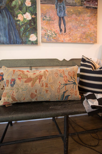 Reclaimed Antique Persian Rug Fragment Lumbar Pillow / Item ﻿﻿AS6519A7109A image 8