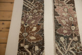 Close-up of snap fasteners on the floral, low-pile vintage rug fragments.
