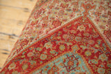Finely hand-knotted vintage Senneh rug fragment, rich red, sea blue, and ivory motifs.