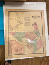 Antique 1868 New Castle and Chappaqua map, New York, with aged sepia and pastel tones.