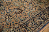 Vintage Persian Meshed rug with Shah Abas palmettes, vinery on bronze field and navy border.