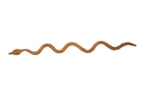 Handmade vintage iron snake with wavy shape and rustic brown texture.