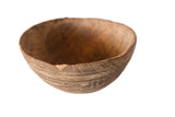 Vintage African Wooden Bowl, hand-carved with aged primitive texture and visible grain.
