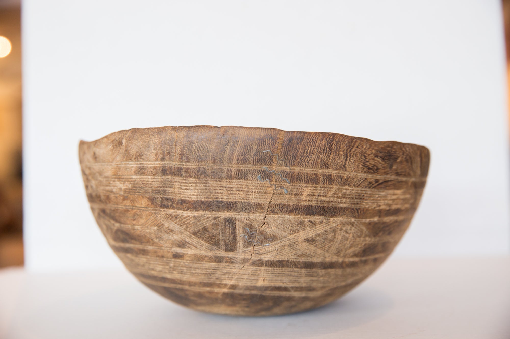 Vintage Hand Carved African Wooden Bowl Image 1