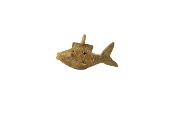 Vintage African Bronze Wire Design Fish Pendant // ONH Item ab00537