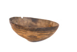 Vintage African Wooden Bowl with hand-carved geometric patterns and rustic aged imperfections.