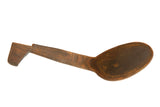 Vintage African Wooden Spoon, hand-carved with primitive geometric patterns on its handle.