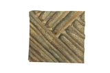 Vintage African square bronze coin with a textural geometric pattern and aged patina.