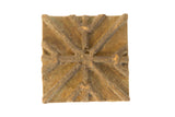 Square vintage African bronze coin with a raised star design and rustic patina.