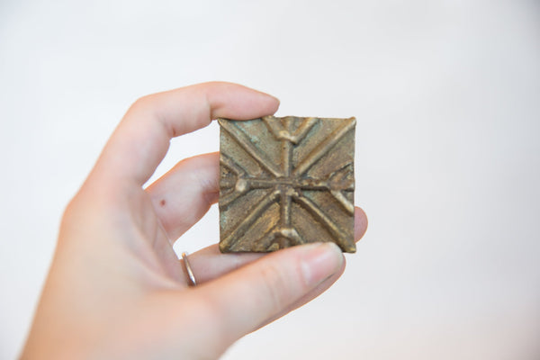 Vintage African Square Bronze Coin // ONH Item ab00560 Image 3