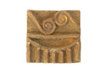Vintage African square bronze coin with a handmade, stamped design and aged patina.