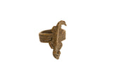 Vintage African bronze ring featuring a sculptural, textured cast lizard.