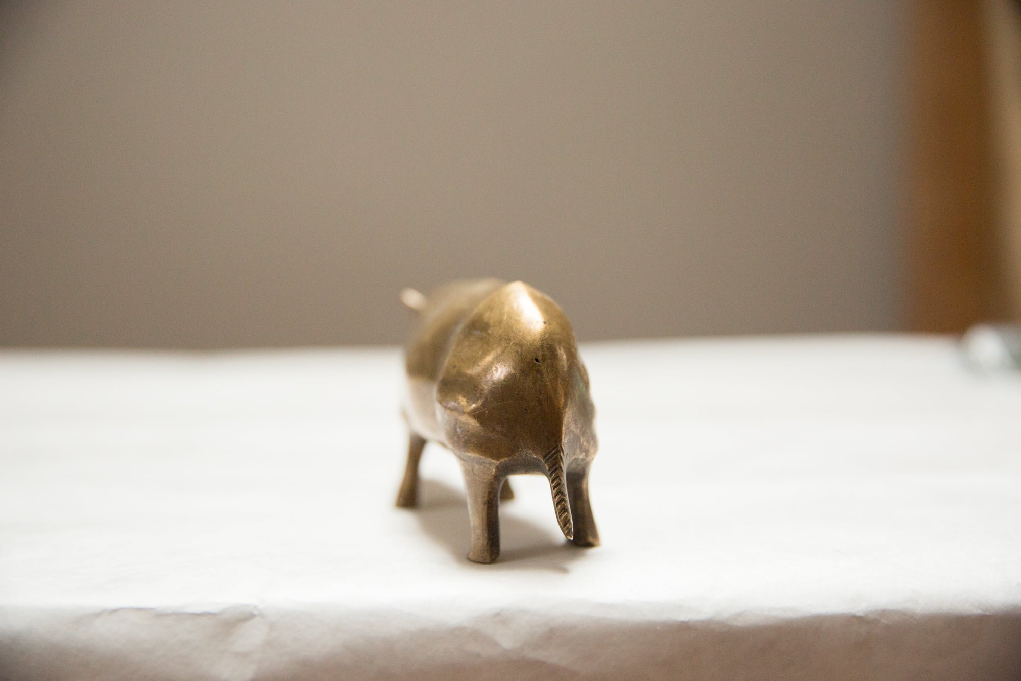 Vintage African Large Golden Patina Bronze Rhino // ONH Item ab00676 Image 1