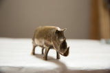 Golden patina and sculpted texture on the vintage African bronze rhino.